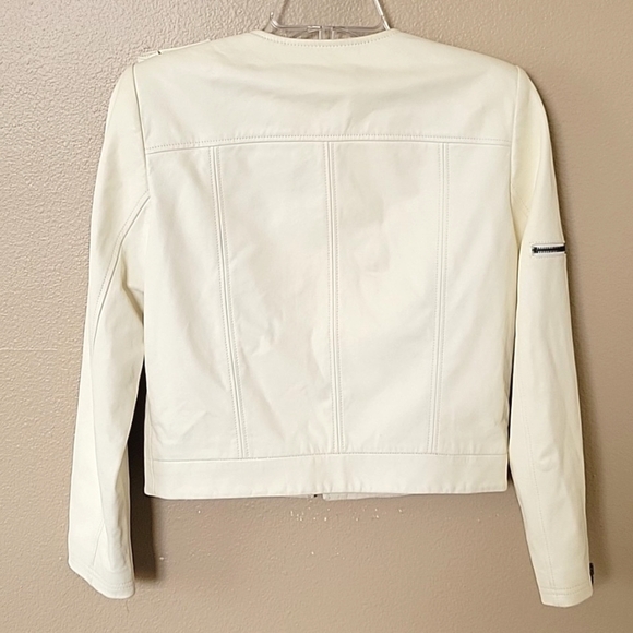 Alice + Olivia Womens Butter Yellow Cream Cam Lamb Leather Biker Jacket - Picture 10 of 16